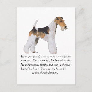 Draht Fox Terrier Gedenkseite / Widmung RÜDE Postkarte