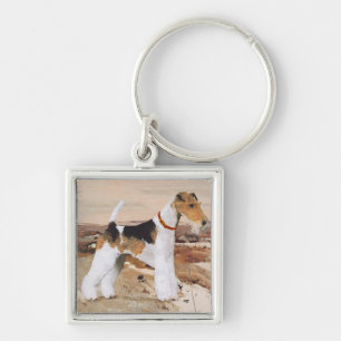 Draht-Fox-Terrier Herbst Schlüsselanhänger