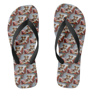Draht Fox Terrier Hund Weihnachten Festlich Flip Flops