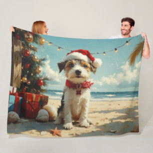 Draht Fox Terrier Hund Weihnachten Vintage Strand Fleecedecke