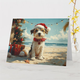 Draht Fox Terrier Hund Weihnachten Vintage Strand Karte