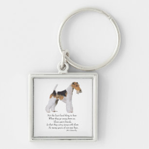 Draht-Fox-Terrier Regenbogenbrücke Schlüsselanhänger