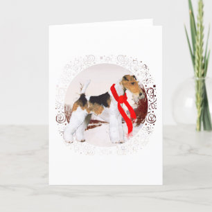 Draht-Fox-Terrier Winter Feiertagskarte