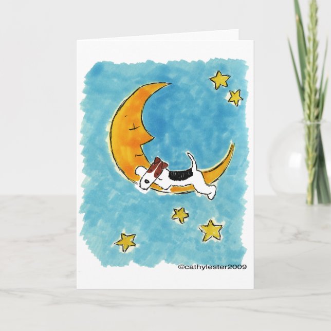 Draht-Foxterrier auf dem Mond Karte (Vorderseite)