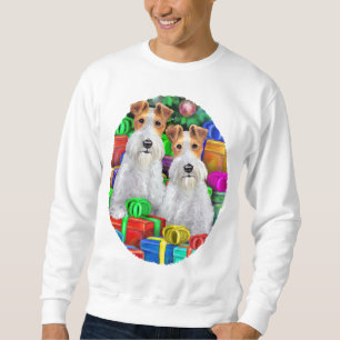 Draht-Foxterrier-offenes Geschenk-Weihnachten Sweatshirt