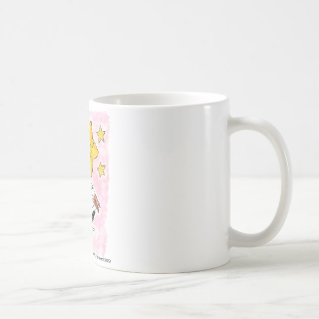 Draht-Foxterrier swingin auf einem Stern Kaffeetasse (Rechts)