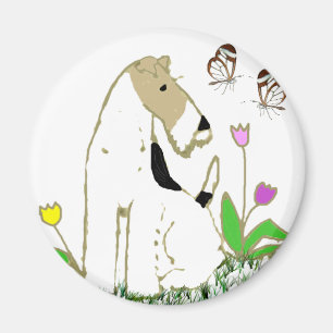 Draht-Foxterrier und Schmetterlinge Magnet