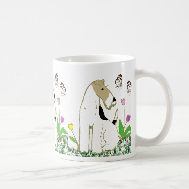 Draht-Foxterrier und Schmetterlinge Tasse (Rechts)