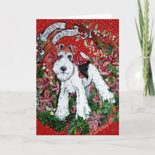 Draht-Foxterrier-Weihnachten Feiertagskarte