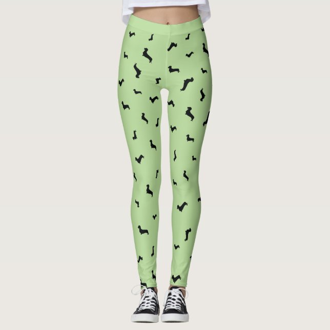 Draht-Haar-Dackel-Schwarz-Silhouette-Leggings Leggings (Vorderseite)