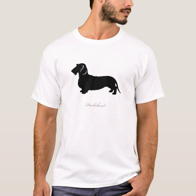 Draht-Haar-Dackel-Silhouette v3 T-Shirt (Vorderseite)