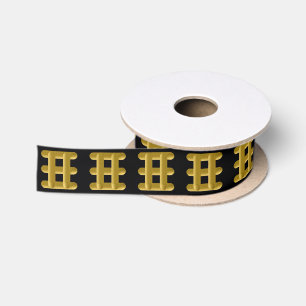 Drahter Golden Cord im Quadratmuster Gold auf Schw Satinband