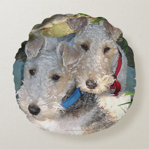 Drahtfox-Terrier Liebe Rundes Kissen