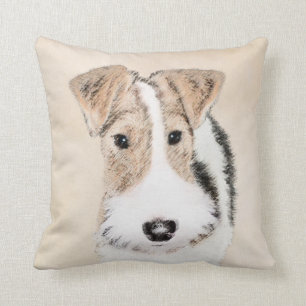 Drahtfox-Terrier-Malerei - niedliche ursprünglich Kissen