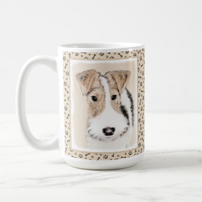 Drahtfox-Terrier-Malerei - niedliche ursprüngliche Kaffeetasse (Links)