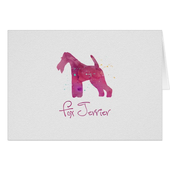 Drahtfox Terrier Silhouette Aquarellbild (Vorderseite (Horizontal))