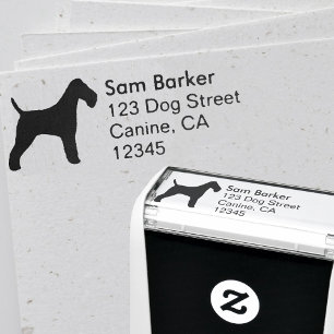 Drahtfox-Terrier-Silhouette-Rücksendeadresse Permastempel
