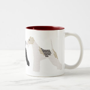 Drahtfox-Terrier-Silhouetten/-schatten Zweifarbige Tasse