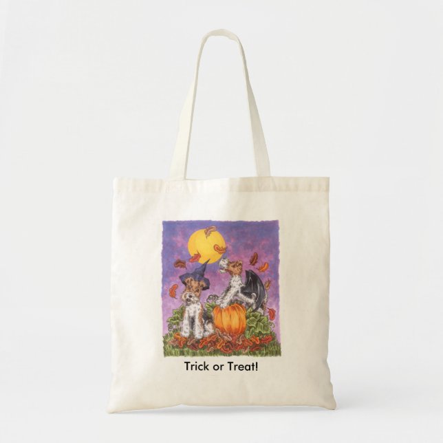 Drahtfox-Terrier-Trick-oder Leckerei-Tasche Tragetasche (Vorne)