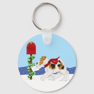 Drahtfox-Weihnachtspost Schlüsselanhänger