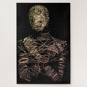 Drahtgittermodell einer menschlichen Figur in abst Puzzle