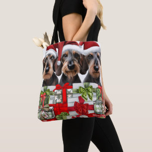 Drahthaar-Dachshund-Weihnachtstasche