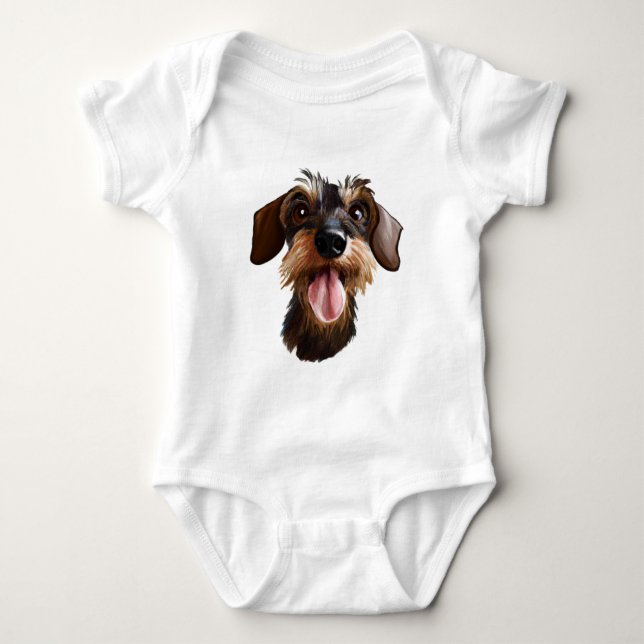 Drahthaar Dackel Baby Bodysuit Strampler (Vorderseite)