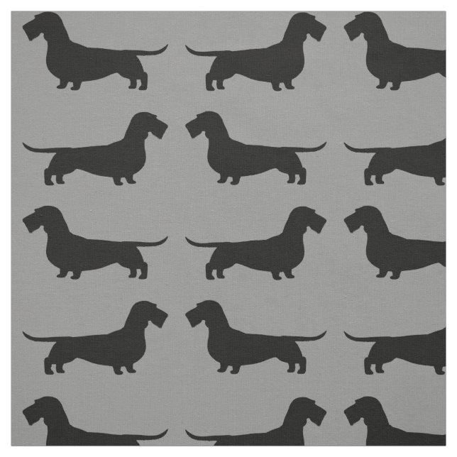Drahthaar Dackel Hund Silhouetten Muster Stoff (Muster)