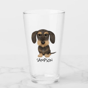 Drahthaar-Dackel Niedlich Cartoon Dog Teckel Glas