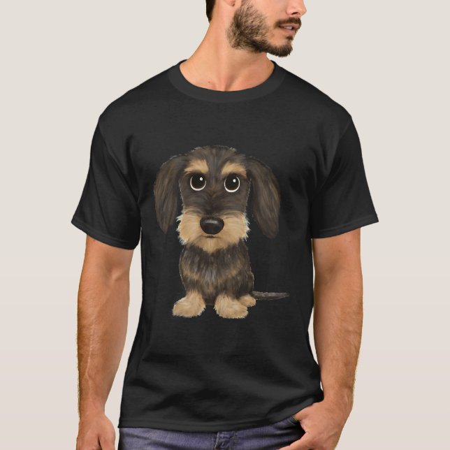 Drahthaar Dackel Niedlich Drahthaare Dackel Hund W T-Shirt (Vorderseite)