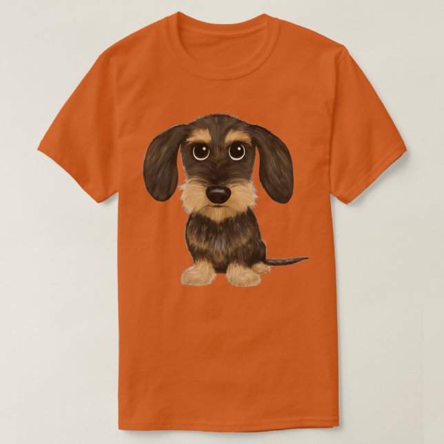 Drahthaar Dackel Niedlich Drahthaare Dackel Hund W T-Shirt (Design vorne)