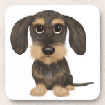 Drahthaar Dackel | Niedlicher Cartoon Dog Teckel Getränkeuntersetzer<br><div class="desc">Wirehaired Dachshund Lover's Set of Coasters Add this cute decor to your dining area or coffee and protect your furnature from the damage that can come from hot and cold beverages. Original cartoon style drawing of a wild boar and tan Teckel. These cool wiener dog lover's coasters make hat Spaß...</div>