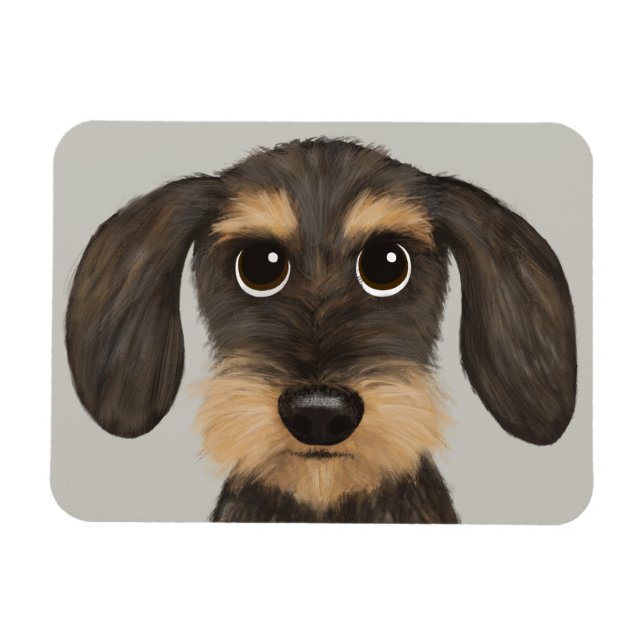 Drahthaar Dackel | Niedlicher Cartoon Dog Teckel Magnet (Horizontal)