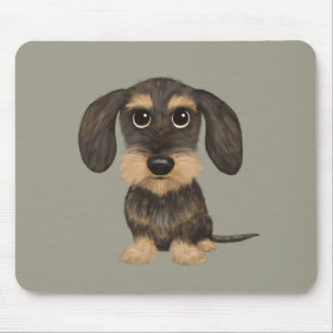 Drahthaar Dackel   Niedlicher Cartoon Dog Teckel Mousepad