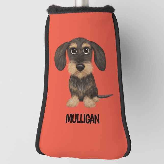Drahthaar Dackel | Niedlicher Hund Teckel Individu Golf Headcover (Rotieren 90)