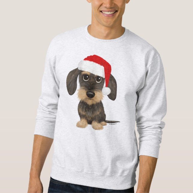 Drahthaar Dackel Santa Teckel Weihnachtshund Sweatshirt (Vorderseite)