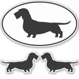 Drahthaar Dackel Silhouette Aufkleber Set
