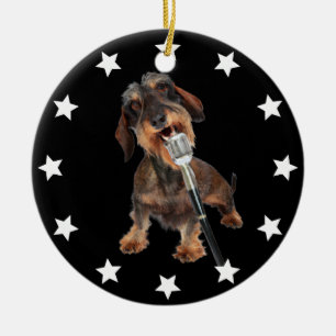 Drahthaar Dackel Singer Keramik Ornament