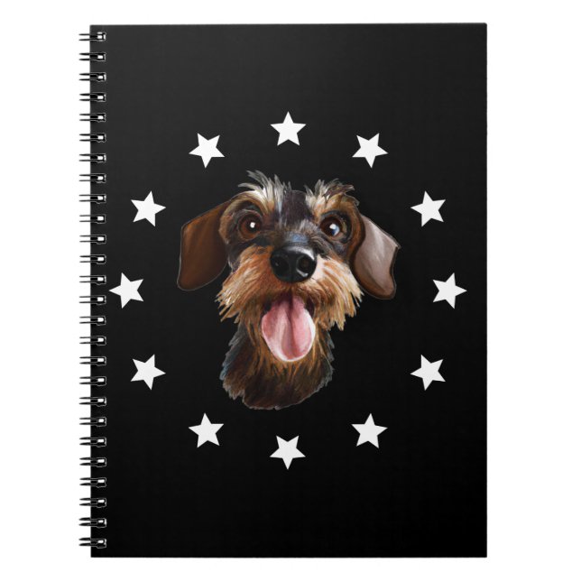 Drahthaar Dackel Stars Notebook Notizblock (Vorderseite)