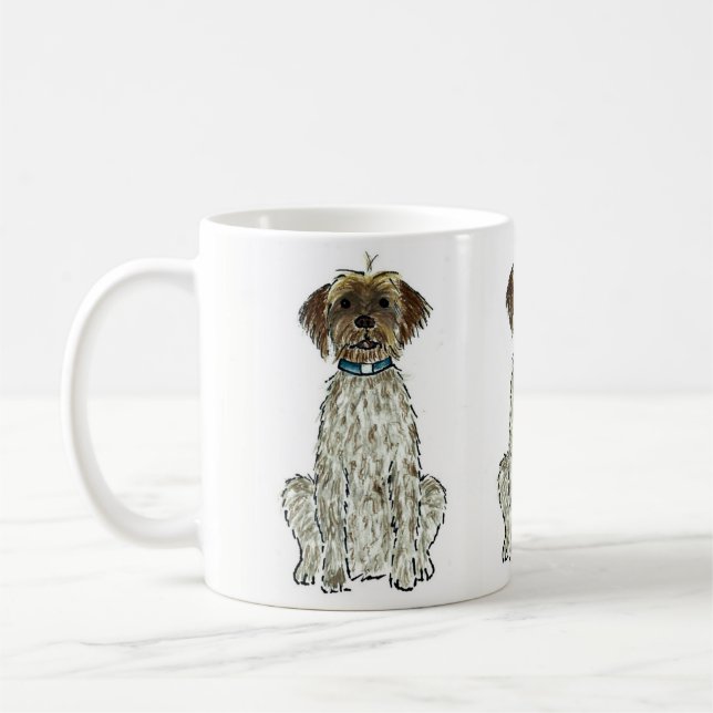 Drahthaar, das Griffon Hundekaffee-Tasse zeigt Kaffeetasse (Links)