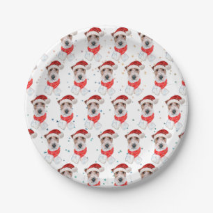 Drahthaar-Fox-Terrier-Hundezucht Weihnachtssterne Pappteller