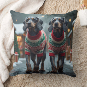 Drahthaar-Griffer-Hunde Weihnachten Schnee  Kissen