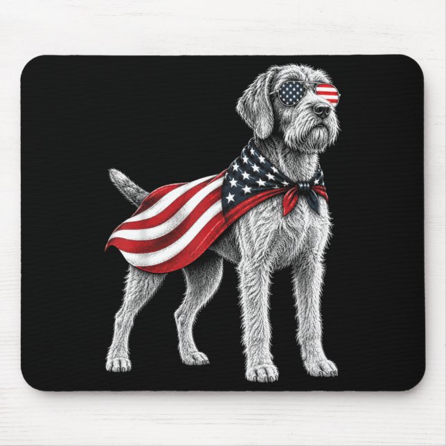 Drahthaar-Griffon 4. Juli Amerikanisch Mousepad (Vorne)