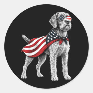 Drahthaar-Griffon 4. Juli Amerikanisch Runder Aufkleber