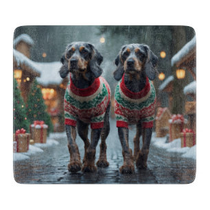 Drahthaar-Hunde Weihnachten Schnee Schneidebrett