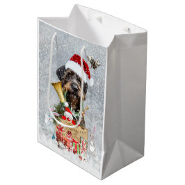 Drahthaar Pointer, Dog Weihnachten Mittlere Geschenktüte