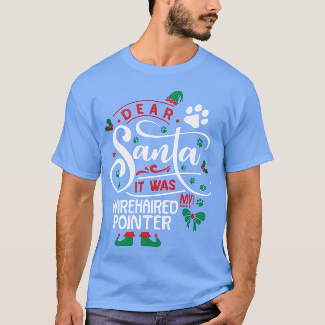 Drahthaar Pointer Dog Weihnachtsgeburt Vintag T-Shirt (Vorderseite)