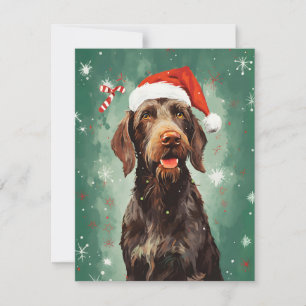 Drahthaar Pointer Weihnachtsmalerei Kunst Feiertagskarte