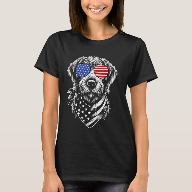 Drahthaar Pointing Griffon Dog 4. Juli US T-Shirt (Vorderseite)