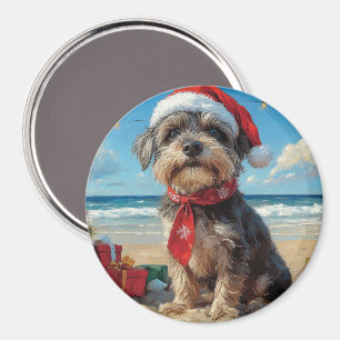Drahthaar Pointing Griffon Dog Christmas Beach Magnet